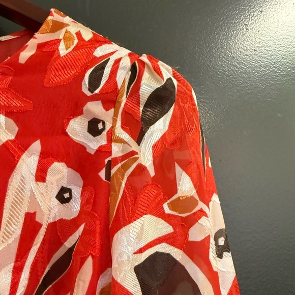 Massimo Dutti size 6 EUC button up sheer wrap Red and White Wrap Dress - Picture 6 of 16